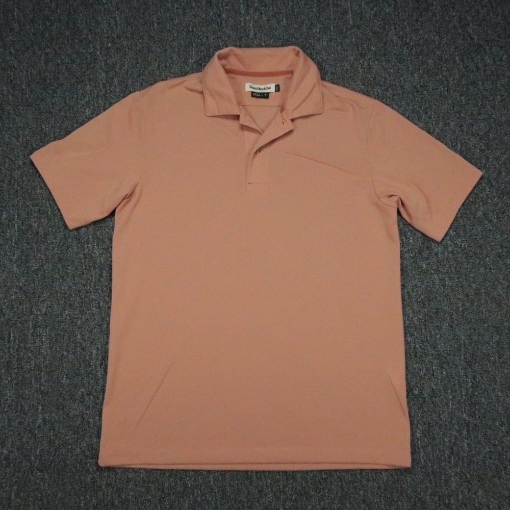 Tom Beckbe Shirt Mens Small Orange Polo Short Sleeve Stretch‎ Pique Golf Salmon